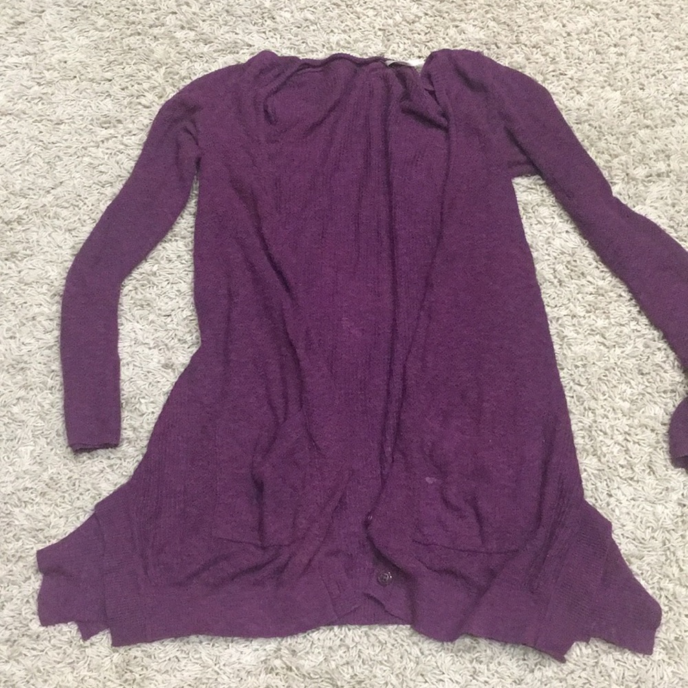 FREE PEOPLE Burgundy Wine Cardigan XS Open Flowy